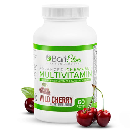 BariSlim Advanced Chewable Bariatric Multivitamins – Post-Surgery Nutrition (Wild Cherry, 60 Count)
