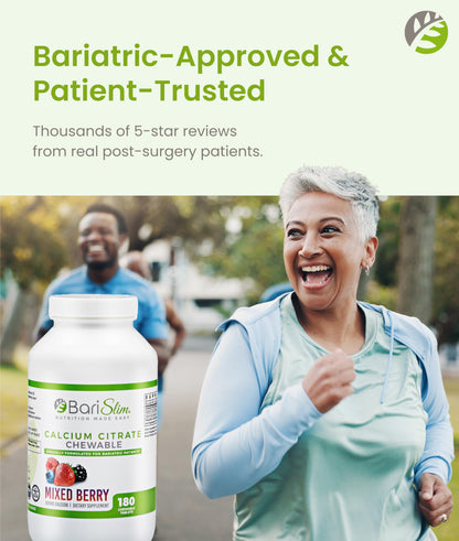 BariSlim Bariatric Calcium Citrate with Magnesium & Vitamin D – 500 mg per Serving | Mixed Berry, 90 Servings