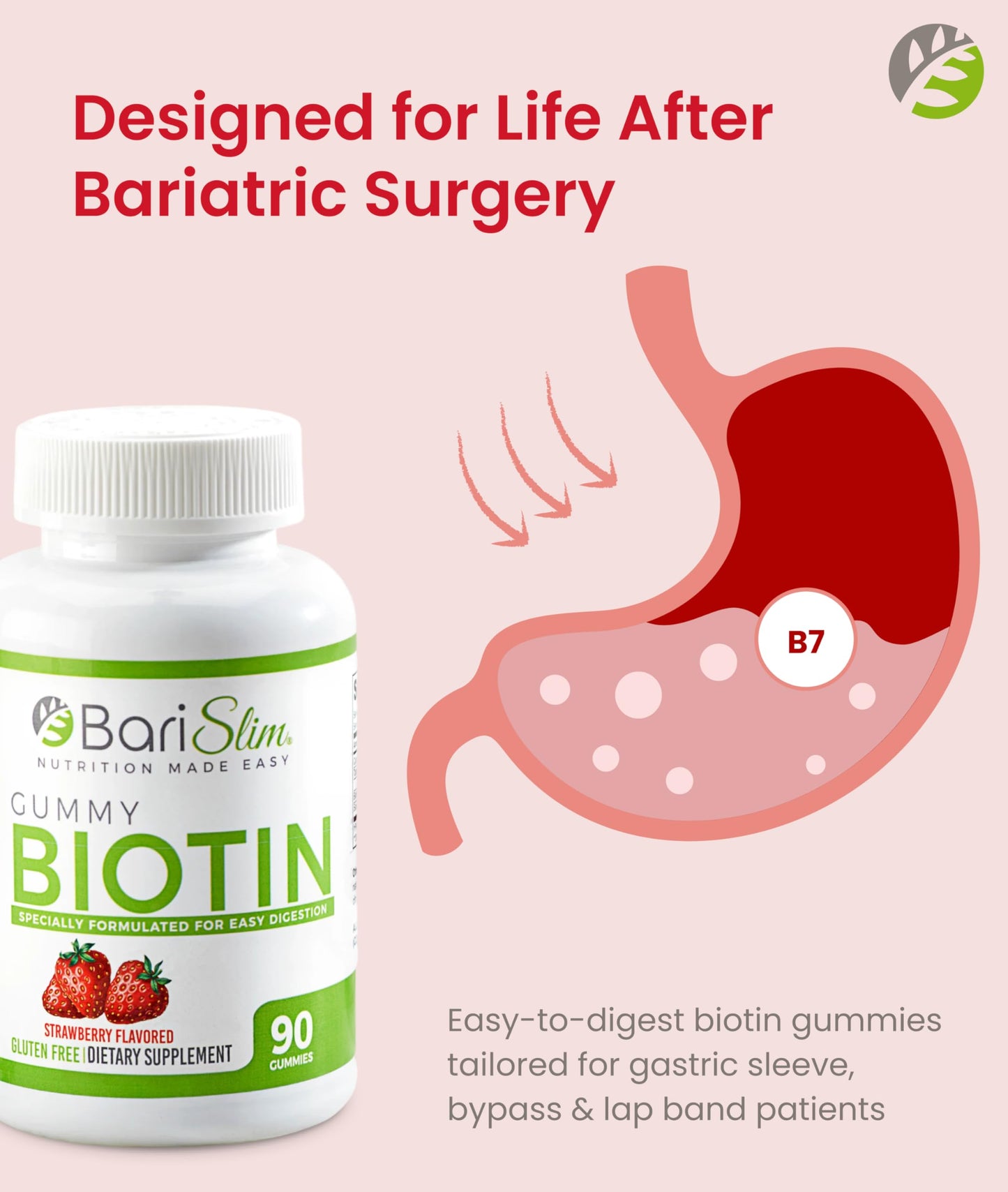 BariSlim Biotin Gummies for Bariatric Patients | 5000 mcg, Easy to Digest, 90 Chews