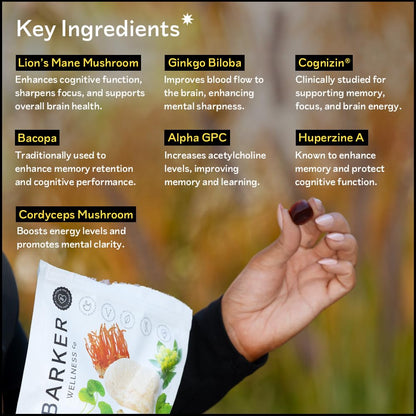 Barker Wellness Mushroom Adaptogen Gummies – Memory, Focus & Brain Health