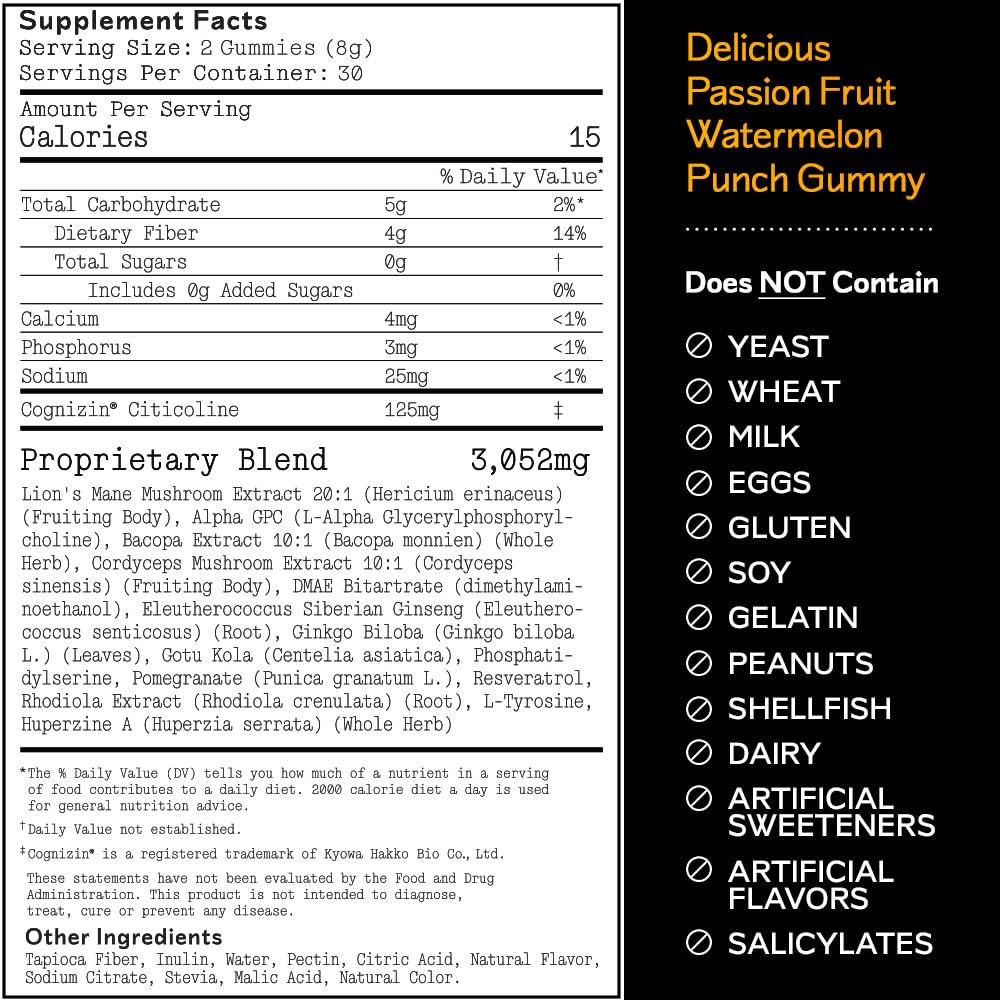 Barker Wellness Mushroom Adaptogen Gummies – Memory, Focus & Brain Health