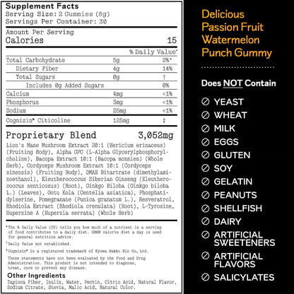 Barker Wellness Mushroom Adaptogen Gummies – Memory, Focus & Brain Health