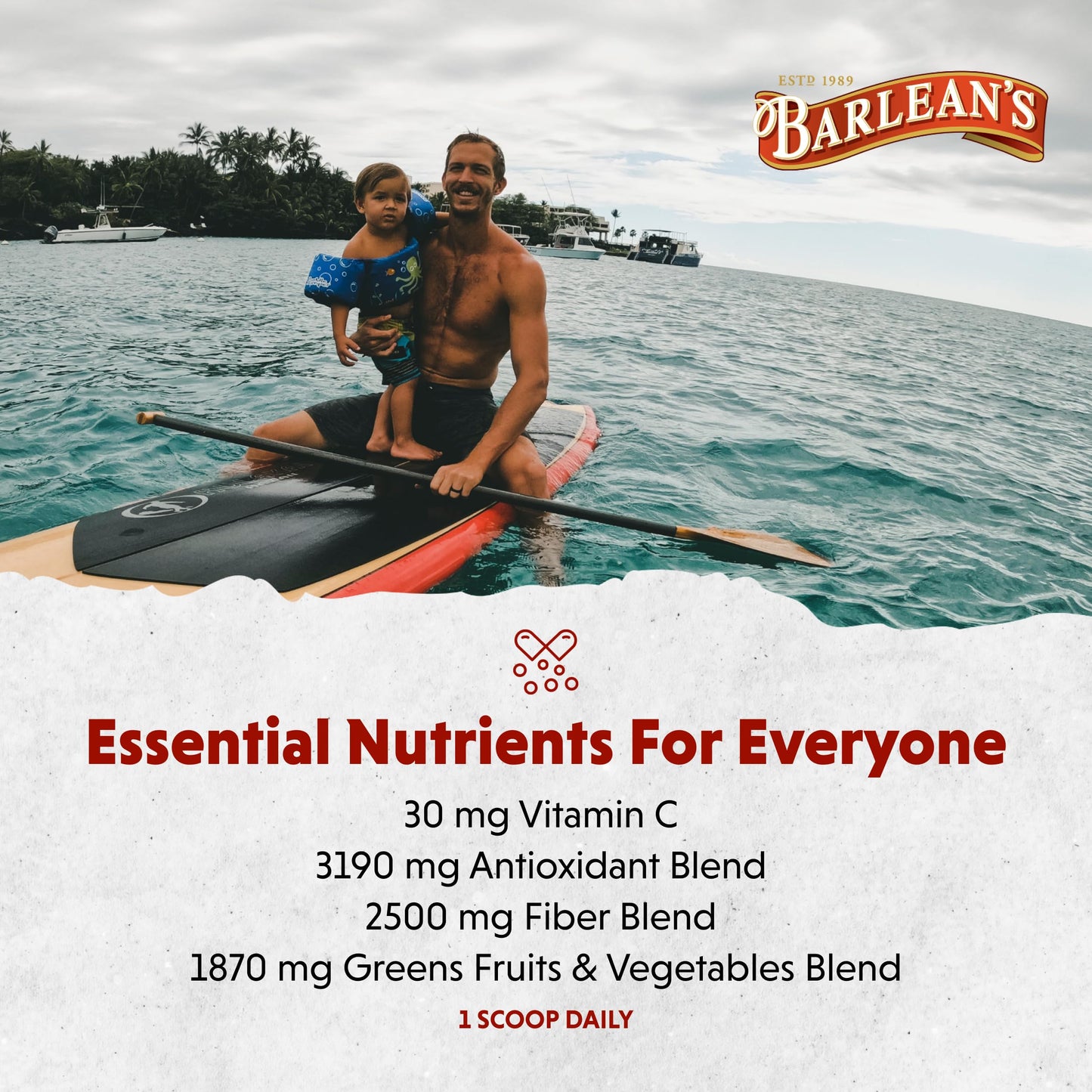 Barlean's Chocolate Greens Powder – Daily Greens Superfood, Fiber & Antioxidant Blend, 9.52 oz