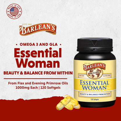 Barlean's Essential Woman: Hormone Balance with Omega 3-6-9, GLA (120 ct)