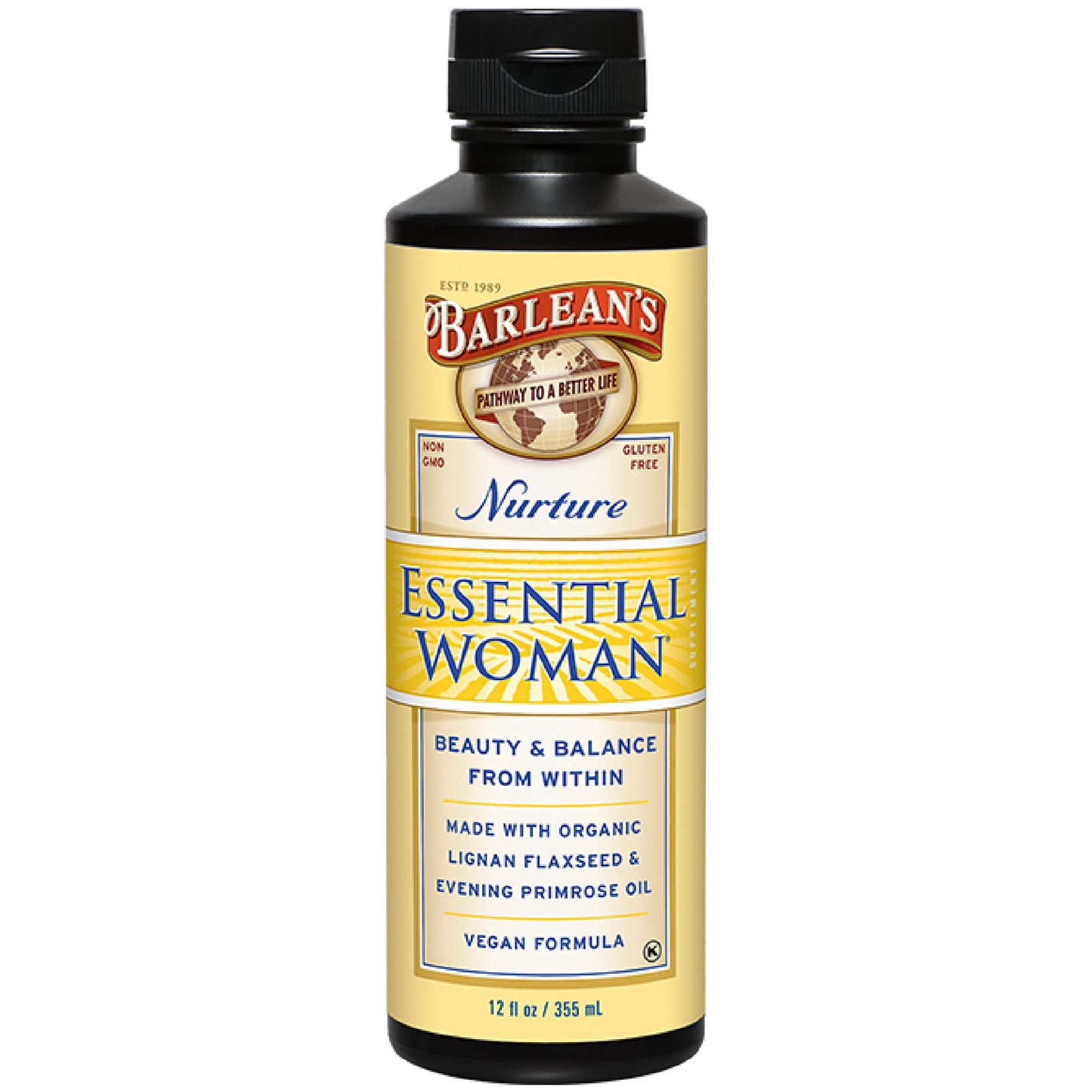 Barlean's Essential Woman Liquid Supplement – 12 oz, Omegas 3-6-9, Flaxseed & Evening Primrose Oil