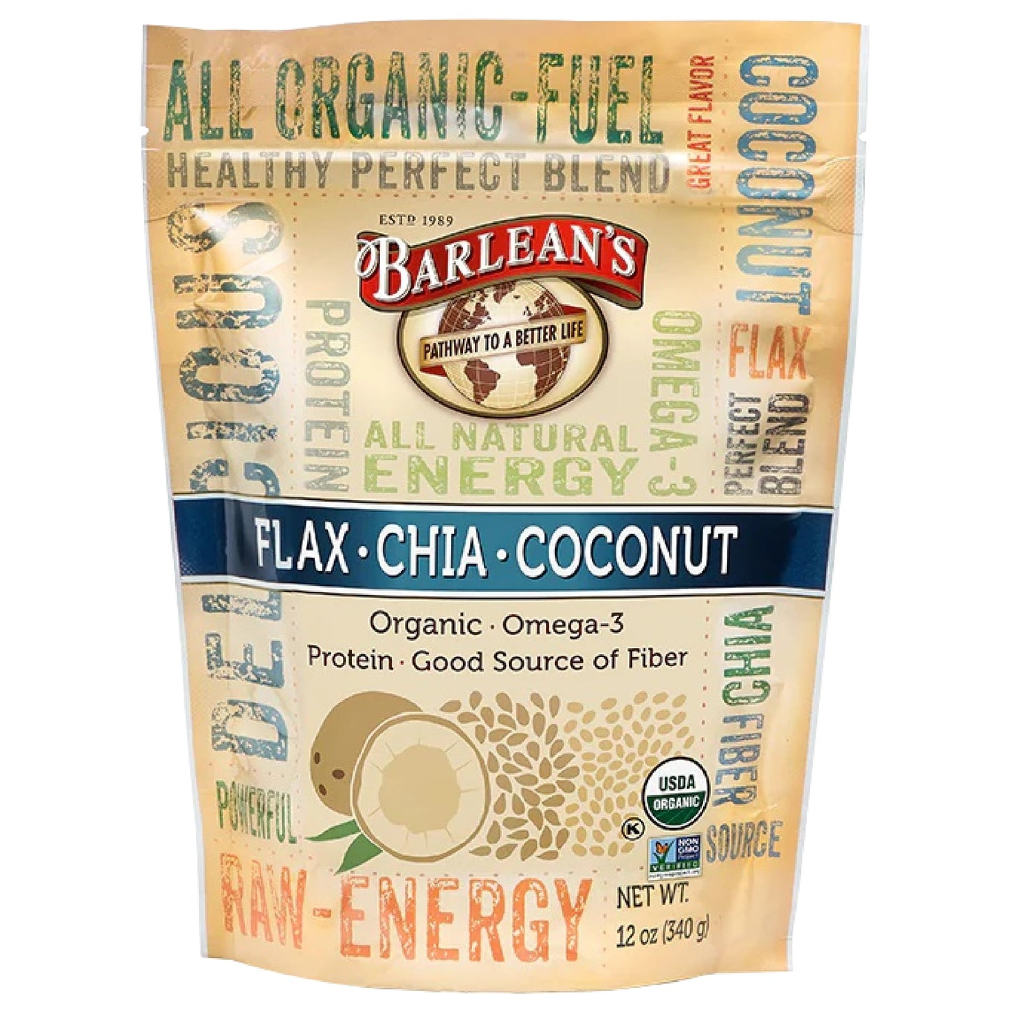 Barlean's Organic Flax Chia Coconut Seed Blend – 12 oz | 2,330 mg Omega-3 (ALA) & Fiber