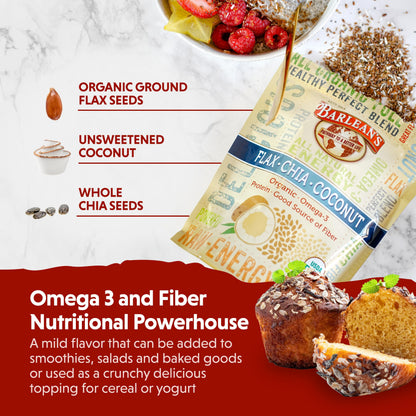 Barlean's Organic Flax Chia Coconut Seed Blend – 12 oz | 2,330 mg Omega-3 (ALA) & Fiber