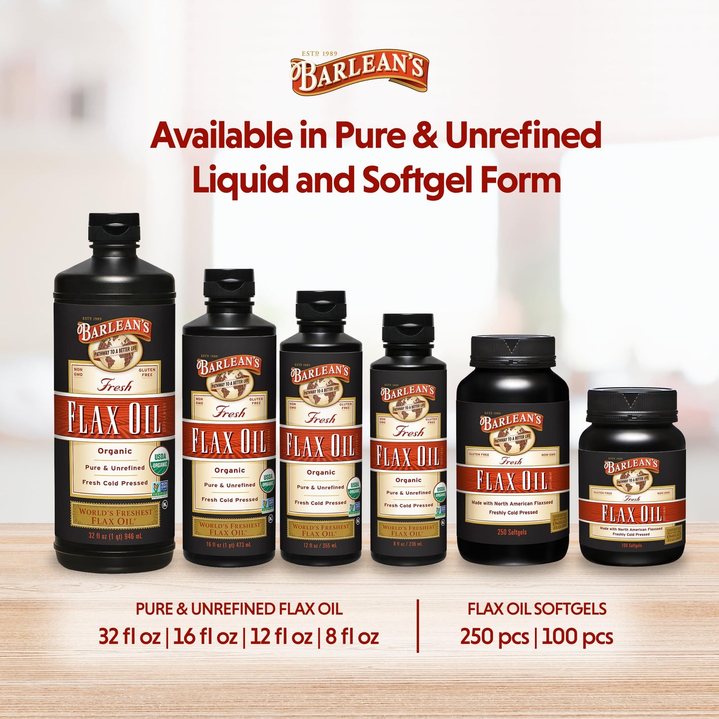 Barlean's Organic Flaxseed Oil – Cold-Pressed Vegan Omega-3, 12 oz