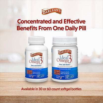 Barlean's Ideal Omega-3 Fish Oil Softgels 1000 mg – Orange Flavor, 60 ct