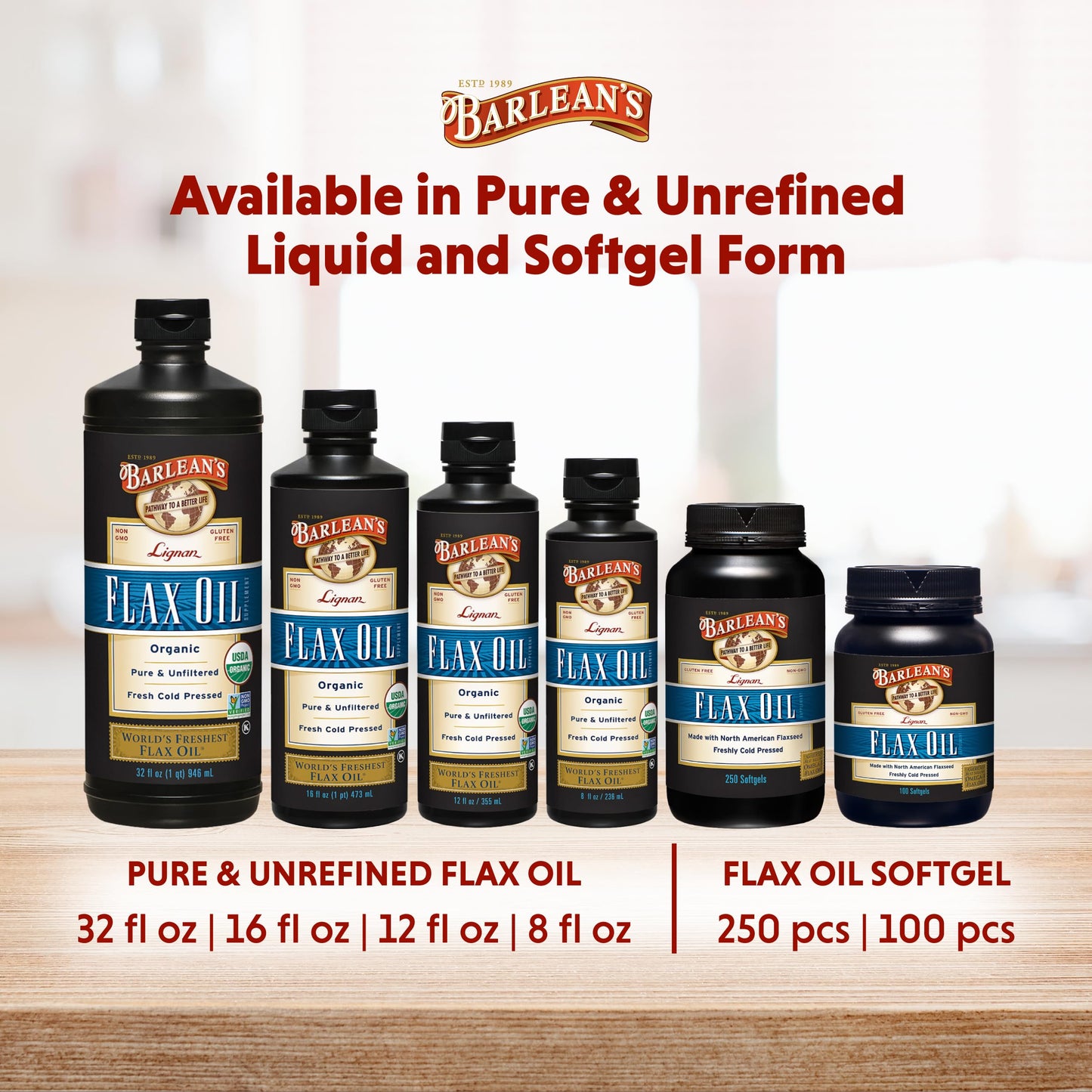 Barlean's Organic Lignan Flaxseed Oil – Cold-Pressed, 7,230 mg ALA, Vegan & Gluten-Free, 8 oz