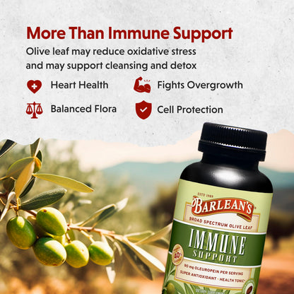 Barlean's Olive Leaf Complex Softgels – Immune Support, 90 mg Oleuropein | 60 Count