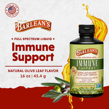 Barlean's Olive Leaf Complex Liquid Immune Support – 95 mg Oleuropein, 16 oz BritishVita | Premium UK Vitamins & Wellness Supplements