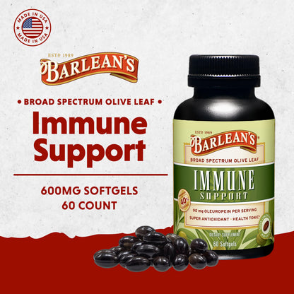 Barlean's Olive Leaf Complex Softgels – Immune Support, 90 mg Oleuropein | 60 Count