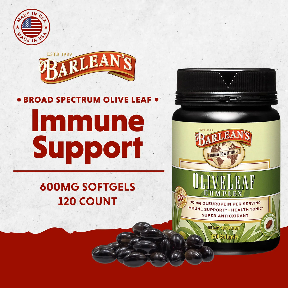 Barlean's Olive Leaf Complex Supplements – Immune Support Softgels, 95 mg Oleuropein, 120 Count BritishVita | Premium UK Vitamins & Wellness Supplements