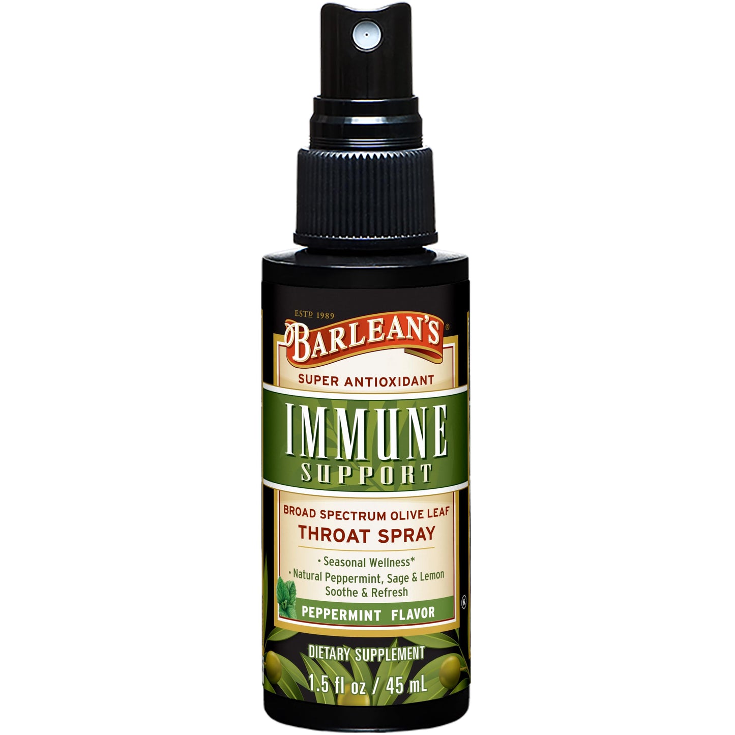 Barlean's Olive Leaf Complex Throat Spray - Immune Support, Itchy Throat Relief (1.5 oz)