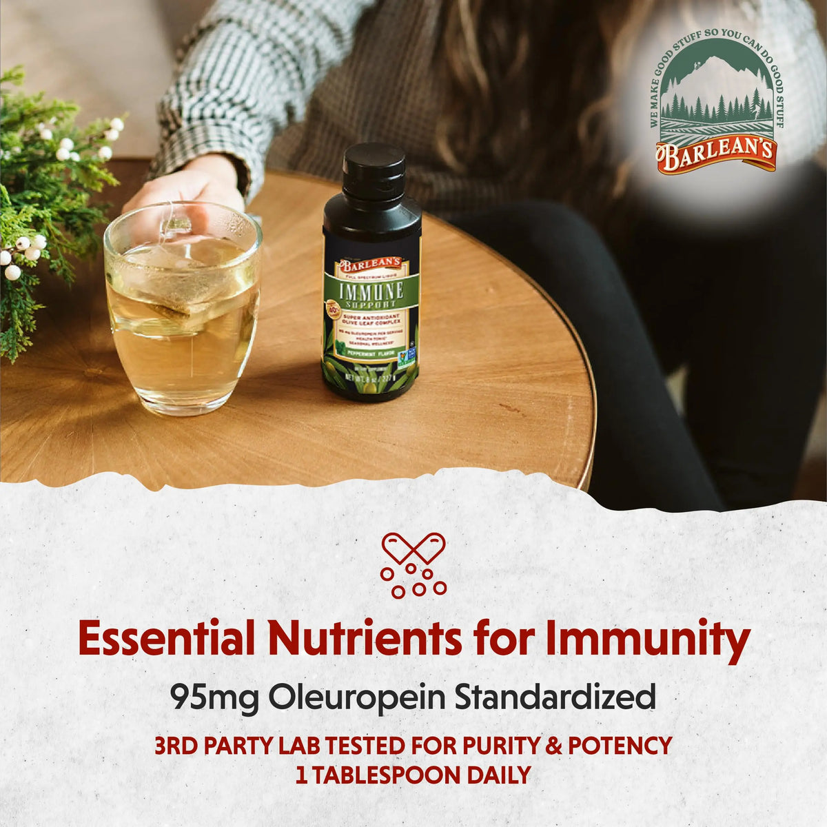 Barlean's Peppermint Olive Leaf Complex — Liquid Immune Support (95 mg Oleuropein) BritishVita | Premium UK Vitamins & Wellness Supplements