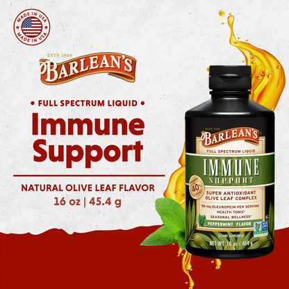Barlean's Peppermint Olive Leaf Complex — Liquid Immune Support (95 mg Oleuropein) BritishVita | Premium UK Vitamins & Wellness Supplements