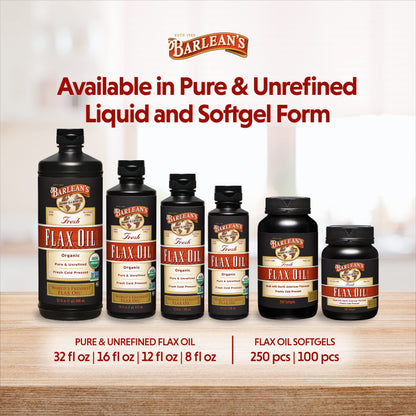 Barlean's Omega 3 6 9 Flaxseed Oil Softgels – 1650 mg ALA, 100 Count