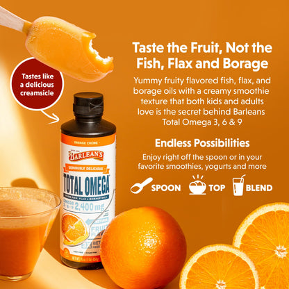 Barlean's Total Omega 3-6-9 Orange Creme Liquid Fish Oil - 8 oz