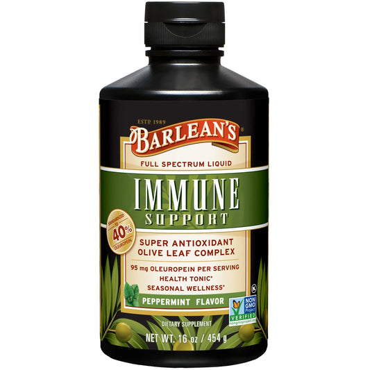Barlean's Peppermint Olive Leaf Complex — Liquid Immune Support (95 mg Oleuropein) BritishVita | Premium UK Vitamins & Wellness Supplements