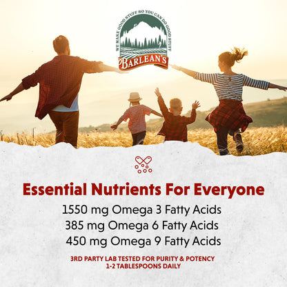 Barlean's Omega 3 6 9 Lignan Flaxseed Oil Softgels – 100 Count | Cold-Pressed, 1550 mg ALA