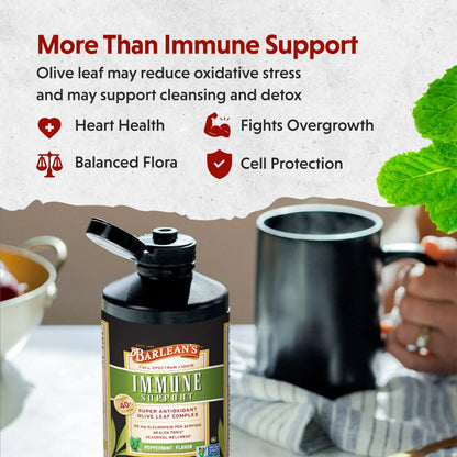 Barlean's Peppermint Olive Leaf Complex — Liquid Immune Support (95 mg Oleuropein) BritishVita | Premium UK Vitamins & Wellness Supplements