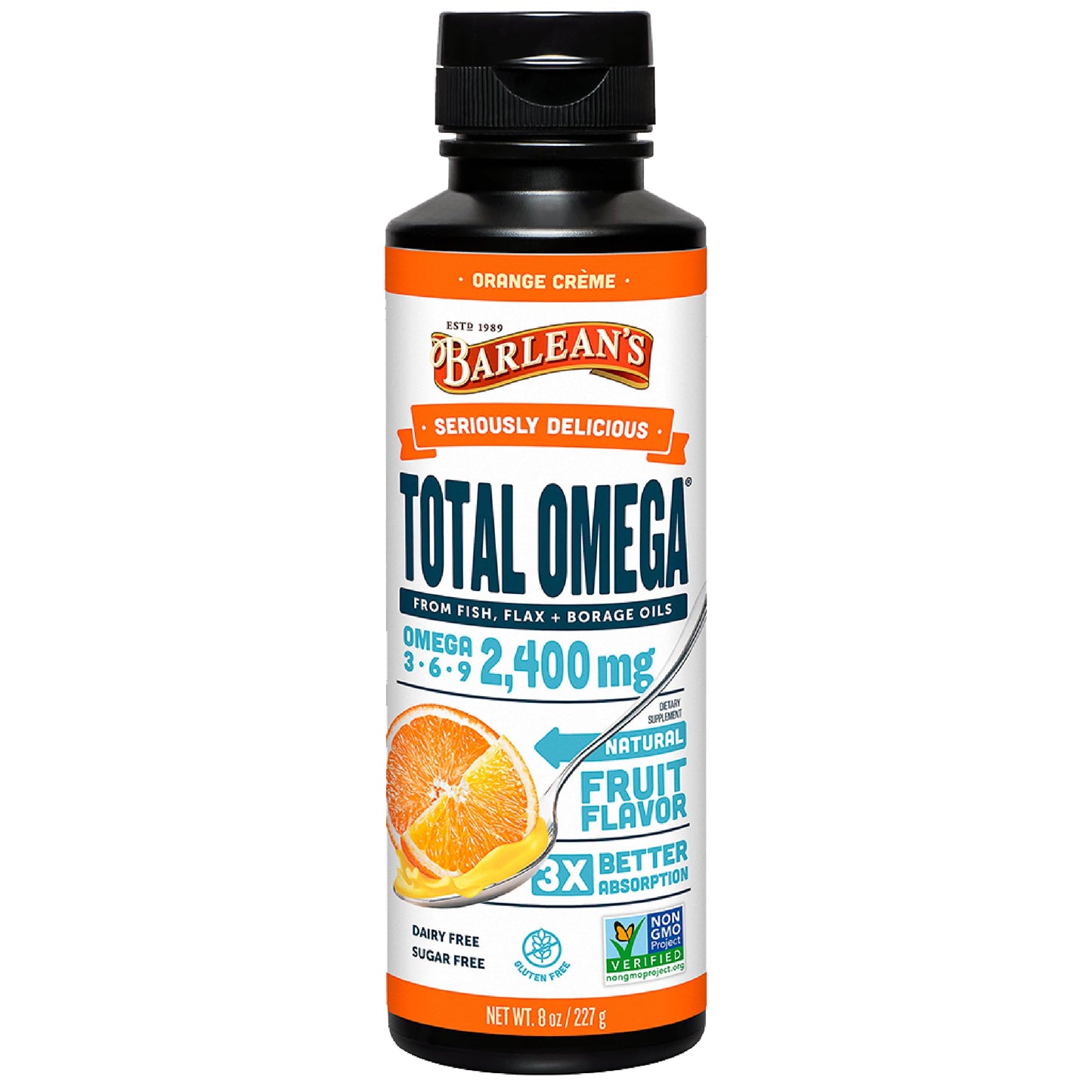Barlean's Total Omega 3-6-9 Orange Creme Liquid Fish Oil - 8 oz