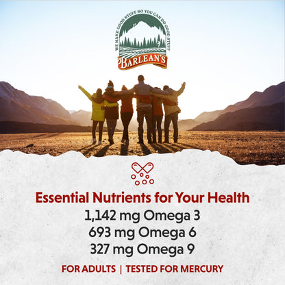 Barlean's Total Omega 3 6 9 Softgels – 90 Count | Heart Health & Joint Support