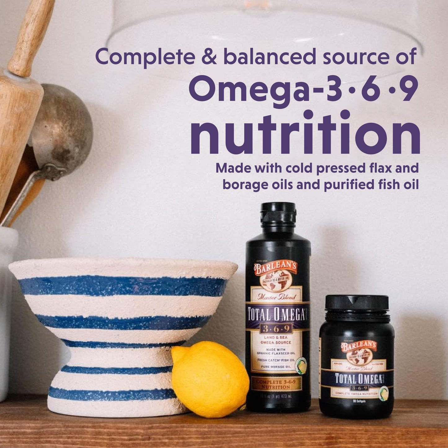 Barlean's Total Omega 3 6 9 Softgels – 90 Count | Heart Health & Joint Support