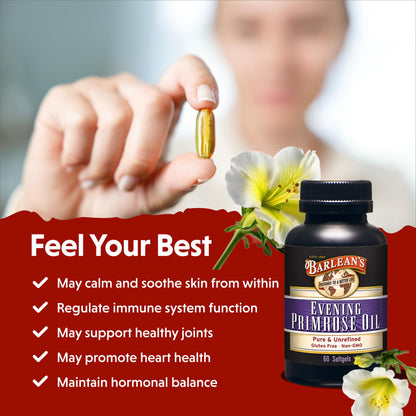 Barlean's Evening Primrose Oil Softgels with GLA - Non-GMO, Gluten-Free - 60 Softgels