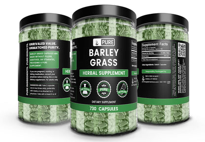 Pure Barley Grass Capsules (730 Count) - No Magnesium or Rice Fillers | Always Pure