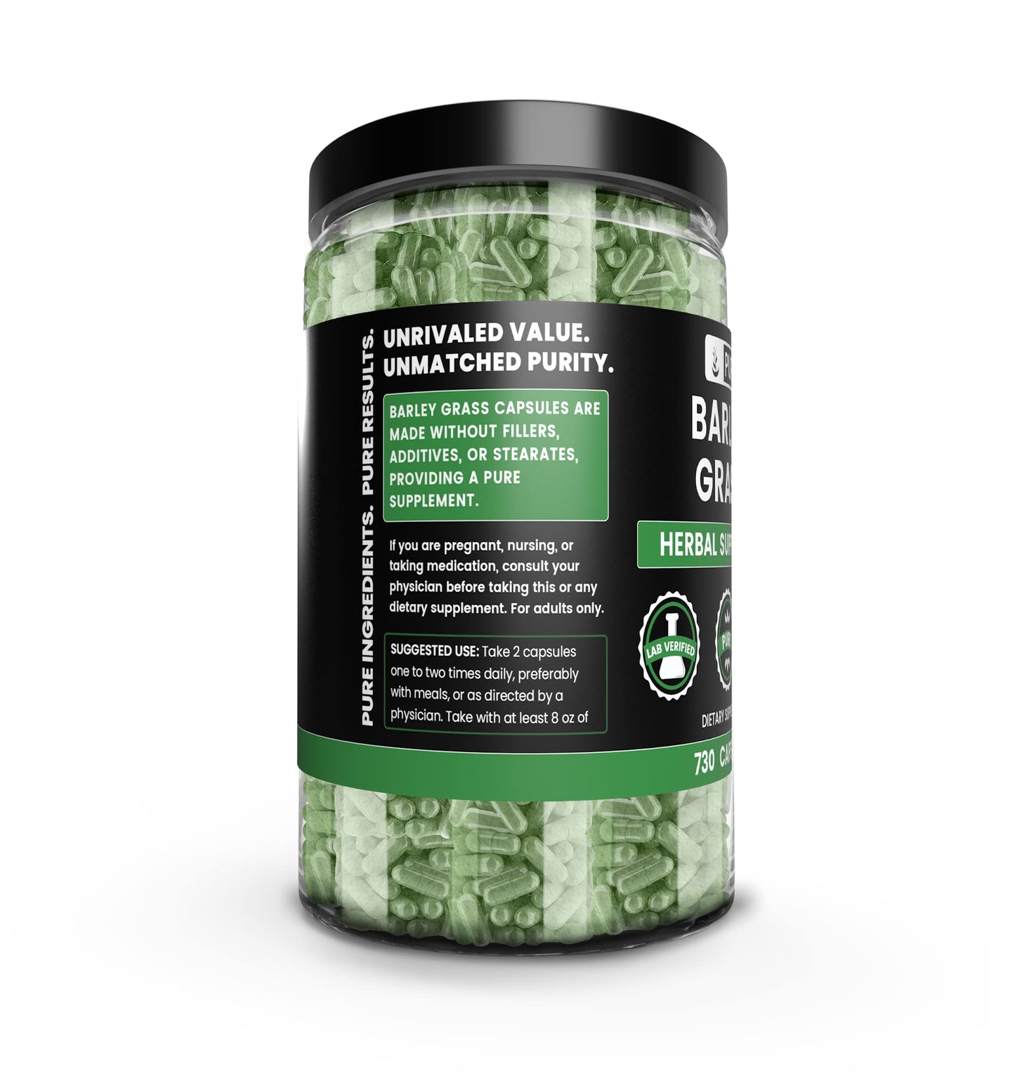 Pure Barley Grass Capsules (730 Count) - No Magnesium or Rice Fillers | Always Pure
