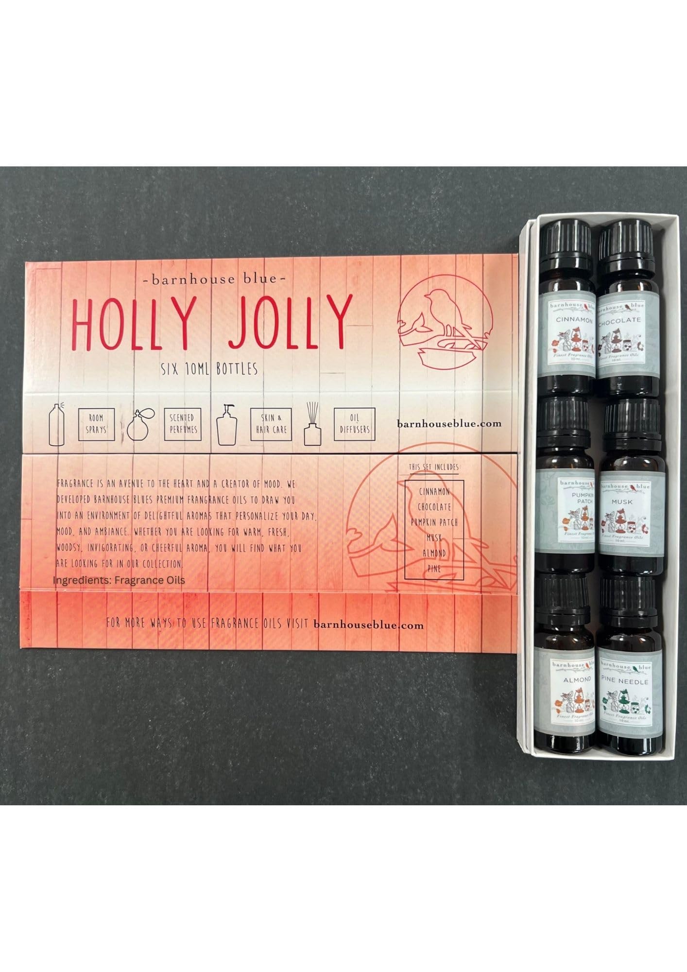 Barnhouse Blue Holly Jolly Set — 6 Premium Fragrance Oils (10ml) | Almond, Chocolate, Cinnamon, Musk, Pine Needle, Pumpkin