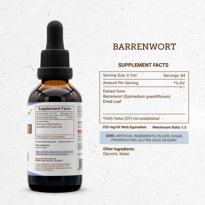 Secrets of the Tribe Barrenwort Tincture Alcohol-Free Liquid Extract (Epimedium Grandiflorum) 2 fl oz