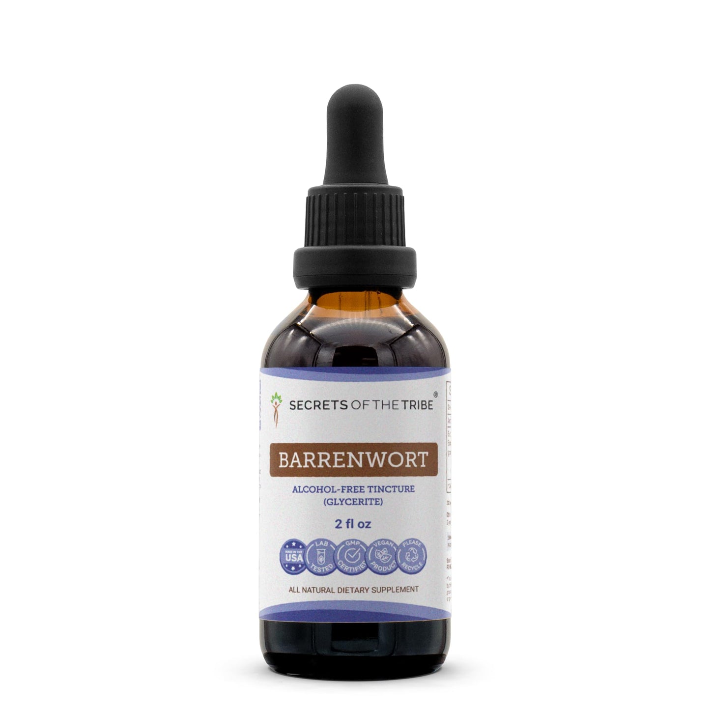 Secrets of the Tribe Barrenwort Tincture Alcohol-Free Liquid Extract (Epimedium Grandiflorum) 2 fl oz