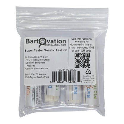 Bartovation Super Taster Test Genetics Lab Kit with Instructions, Phenylthiourea (PTC), Sodium Benzoate [Each Vial Includes 100 Paper Strips]