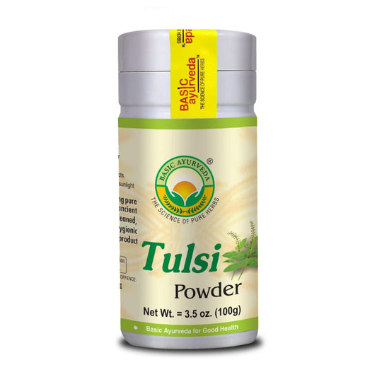 BASIC AYURVEDA Tulsi Powder – Pure Holy Basil Leaf Powder, 100g | Gluten-Free, Non-GMO BritishVita | Premium UK Vitamins & Wellness Supplements