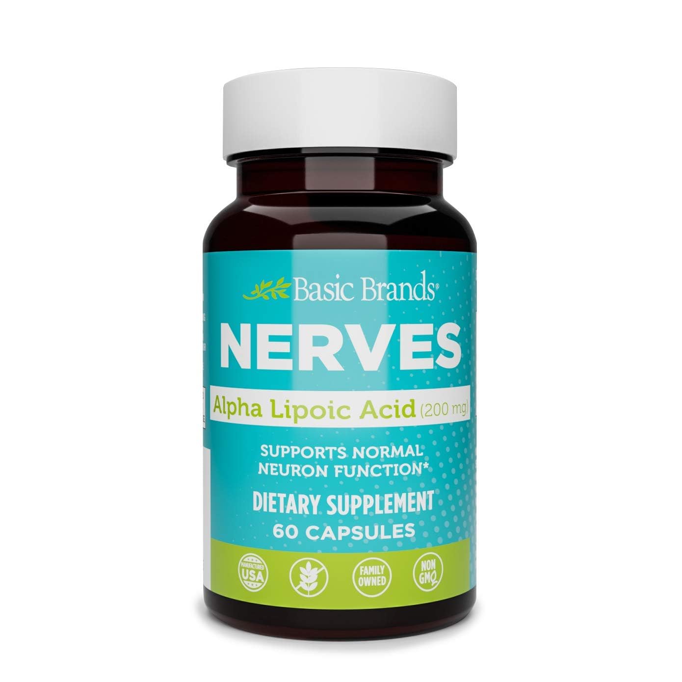 Basic Brands Nerves Alpha Lipoic Acid 200 mg – Neuron Function (Pack of 1)