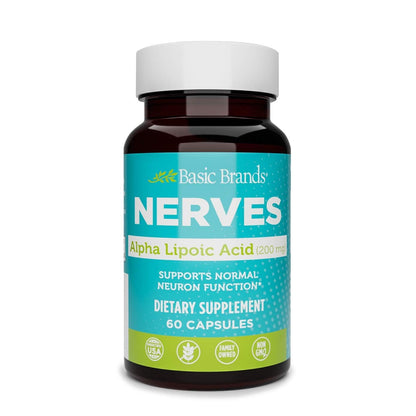 Basic Brands Nerves Alpha Lipoic Acid 200 mg – Neuron Function (Pack of 1)