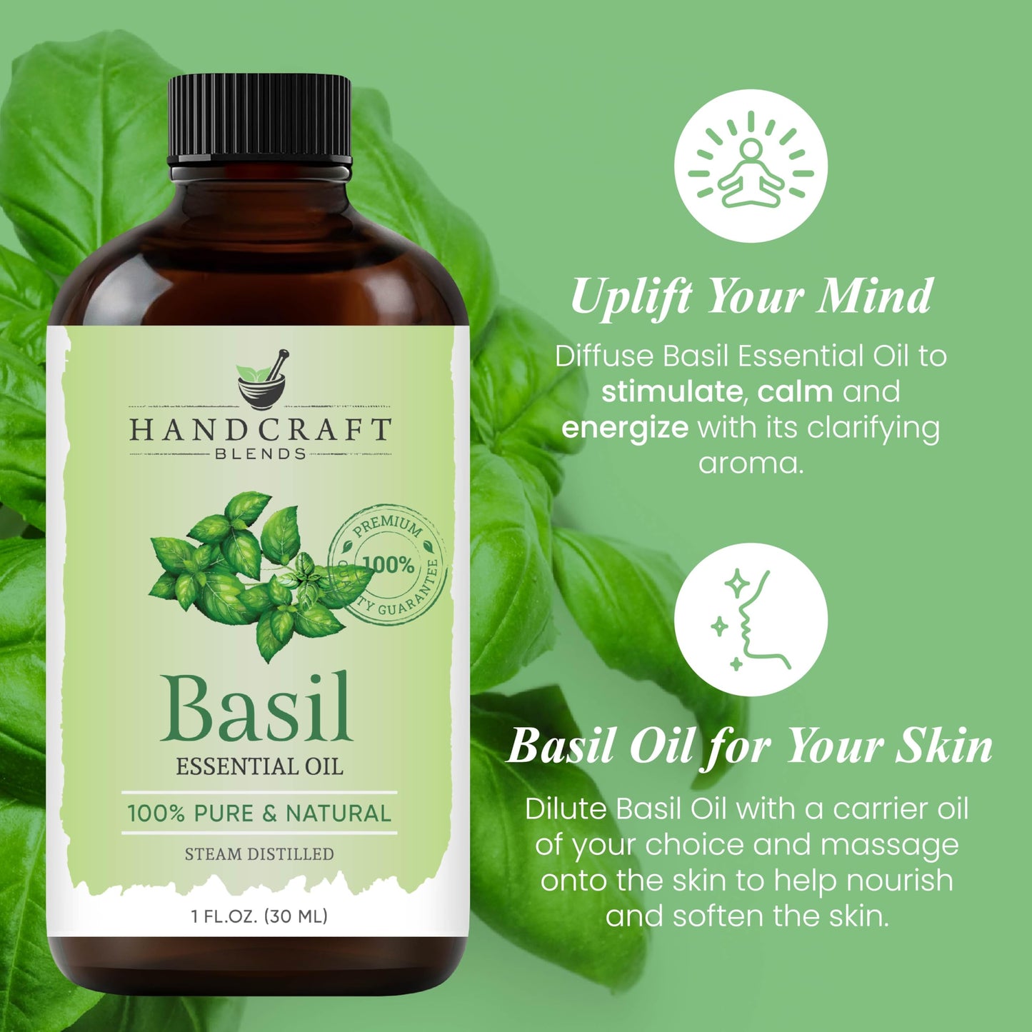 Handcraft Blends Basil Essential Oil – 1 Fl Oz | 100% Pure & Natural