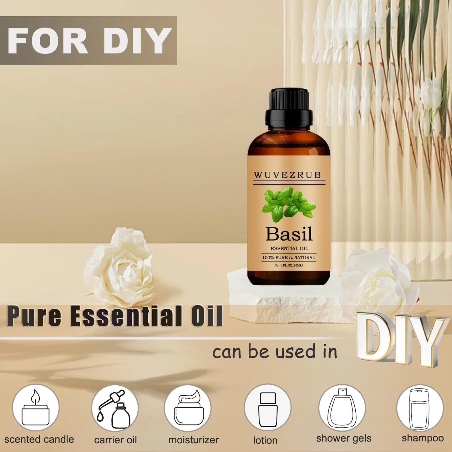 Basil Essential Oils 30ML – Pure & Natural for Diffusers & DIY