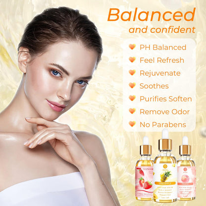 BASSI 3 Packs Yoni Oil for Women – All-Natural Feminine Care (Strawberry Pineapple Peach Scent)
