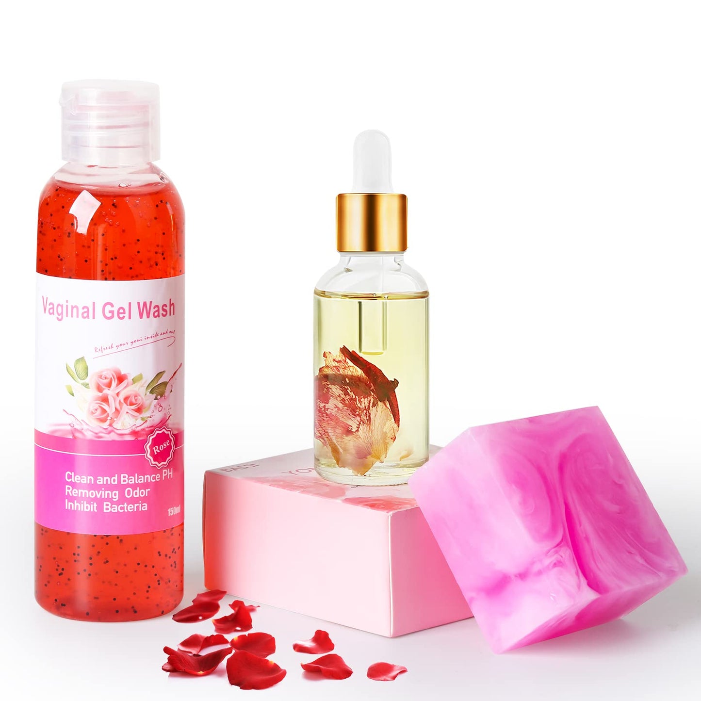 BASSI Feminine Wash & Yoni Oil & Yoni Soap Set – Fragrance-Free, pH Balanced, Moisturizing