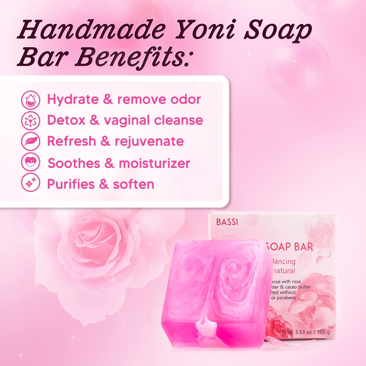 BASSI Feminine Wash & Yoni Oil & Yoni Soap Set – Fragrance-Free, pH Balanced, Moisturizing