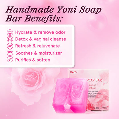 BASSI Feminine Wash & Yoni Oil & Yoni Soap Set – Fragrance-Free, pH Balanced, Moisturizing