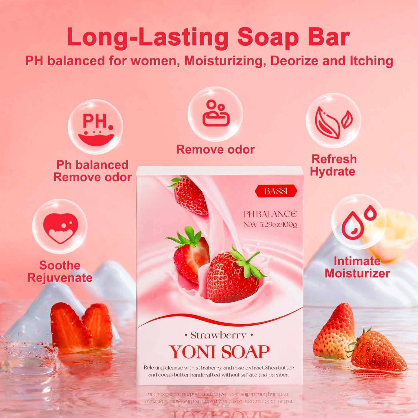 BASSI Feminine Wash & Yoni Oil & Yoni Soap Set | pH-Balanced, Moisturizing & Odor Control