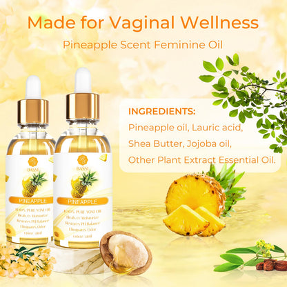 BASSI 3 Packs Yoni Oil for Women – All-Natural Feminine Care (Strawberry Pineapple Peach Scent)