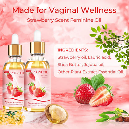 BASSI 3 Packs Yoni Oil for Women – All-Natural Feminine Care (Strawberry Pineapple Peach Scent)