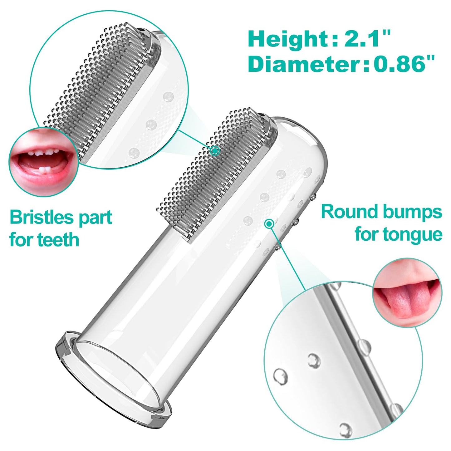 Bassion Baby Toothbrush Set - 6 Soft Finger Toothbrushes for 0-12 Months