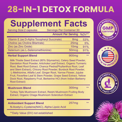 Baszy 28-in-1 Liver Cleanse & Repair – 1500mg Liver Support with Milk Thistle, 20+ Herbs | Made in USA | 60 Capsules